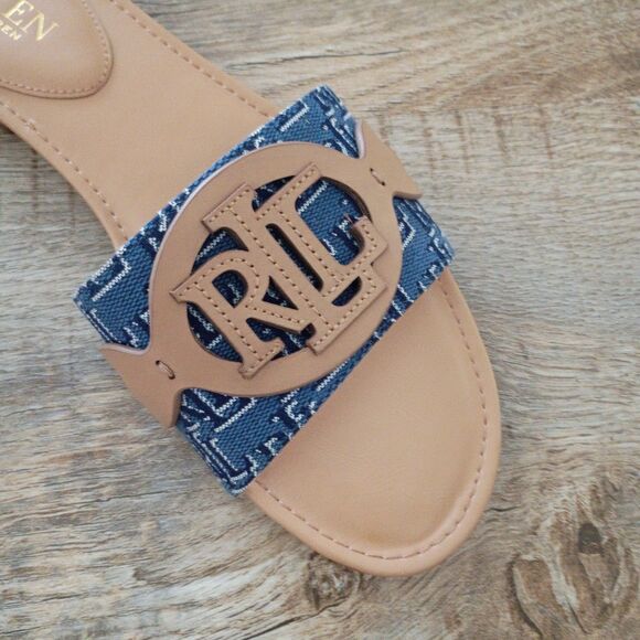 Lauren Ralph Lauren Algera Slide Sandals 1/2" round heel padded insole 7.5 - Picture 3 of 11